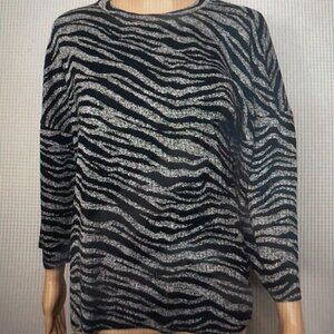 Zara Trafaluc Zebra/Animal Print Lightweight Sweater Size Large